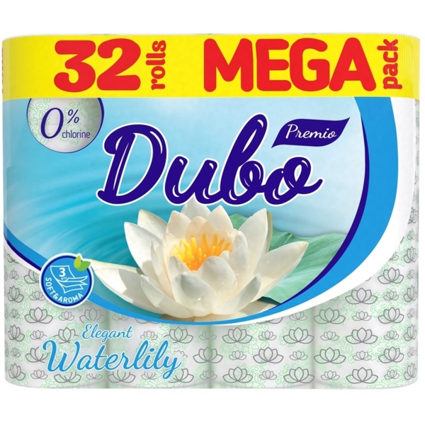 Туалетний папір Диво Premio Waterlily, тришаровий, 32 рулони - Pampik