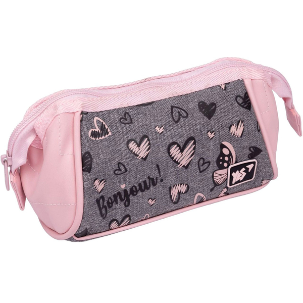Пенал мягкий Yes PH-7-1 Butterfly, 19х10х9 см, серый с розовым (533217) - Pampik