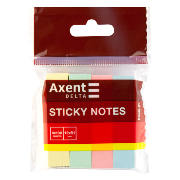 Закладки паперові Axent, 4х12х51 мм, 400 шт. (D3445-01) - Pampik