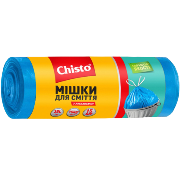 Мешки для мусора Chisto Strong с затяжками, 35 л, 15 шт. - Pampik