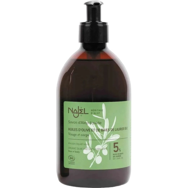 Рідке алеппське мило Najel Aleppo Liquid Soap 5% лаврової олії 500 мл - Pampik
