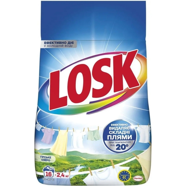 Пральний порошок Losk Гірське Озеро для білих та світлих речей, 2.4 кг - Pampik