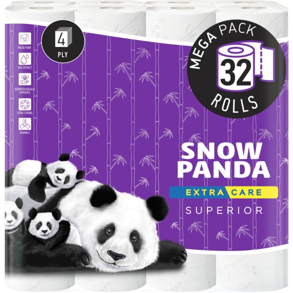 Туалетная бумага Сніжна Панда Extra Care Superior четырехслойная, 32 рулона - Pampik