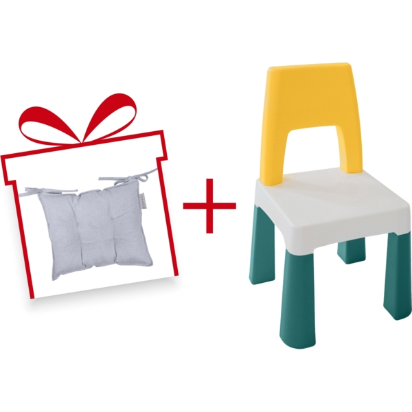 Комплект Poppet Трансформер: стілець + подушка на стілець жовто-зелений (PP-003T-G) - Pampik