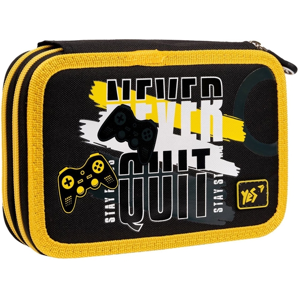 Пенал жесткий Yes HP-01 Never Quit, 13х21х4 см, черный (533392) - Pampik