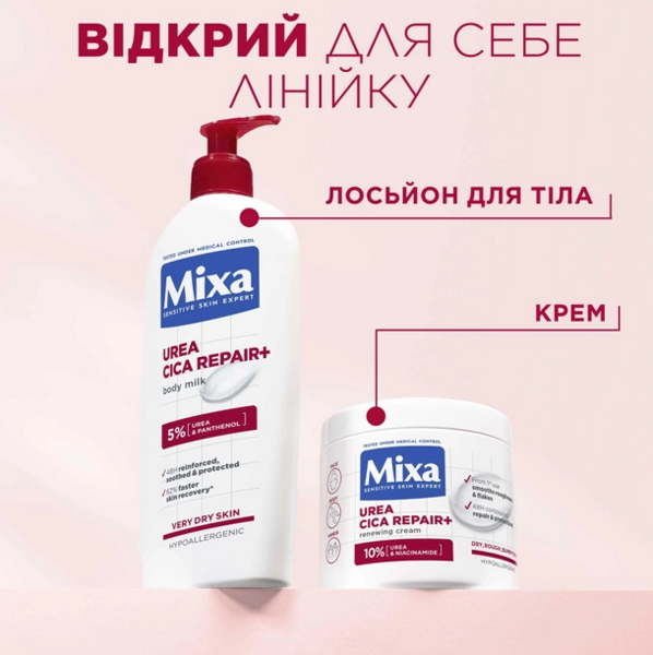 Крем Mixa Urea Cica Repair для сухої огрубілої шкіри обличчя рук і тіла відновлювальний 400 мл - Pampik - 9