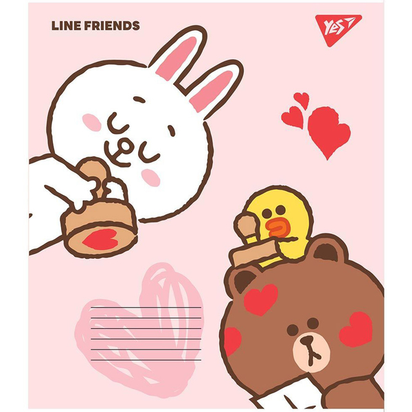 Набір зошитів Yes Line friends, в косу лінію, 12 аркушів, 25 шт. (766560) - Pampik