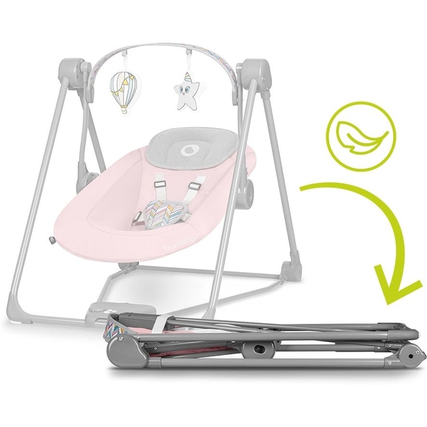 Крісло-гойдалка Lionelo Otto Pink Baby з ігровою дугою, рожеве (LO-OTTO PINK BABY) - Pampik - 6