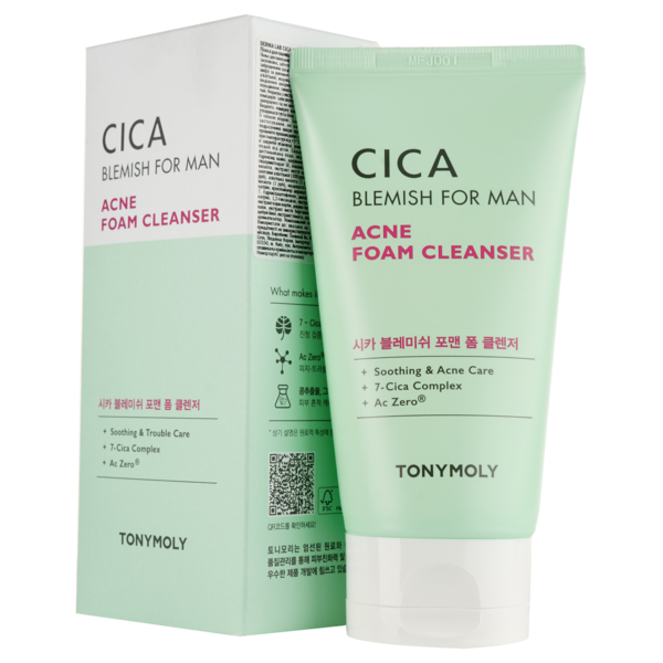 Пінка для вмивання Tony Moly Derma Lab Cica Blemish For Man Acne Foam Cleanser, 120 г - Pampik