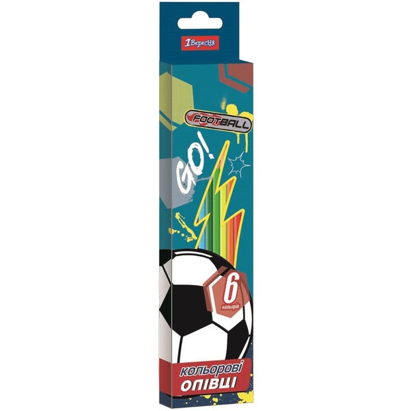 Олівці кольорові 1 Вересня Team football, 6 кольорів (290630) - Pampik