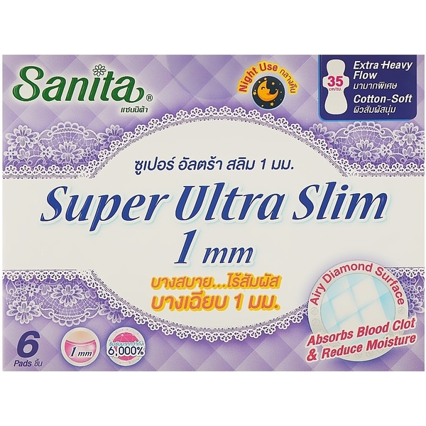 Ультратонкие гигиенические прокладки Sanita Super Ultra Slim 35 см 6 шт. - Pampik