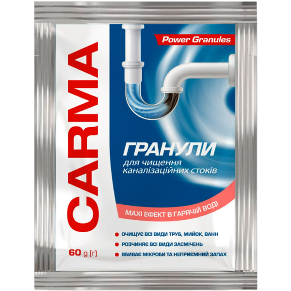 Средство для прочистки труб Carma для горячей воды, 60 г - Pampik