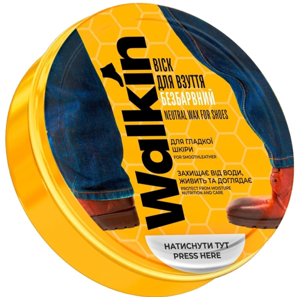 Воск для обуви из гладкой кожи Walkin, бесцветный, 75 мл - Pampik