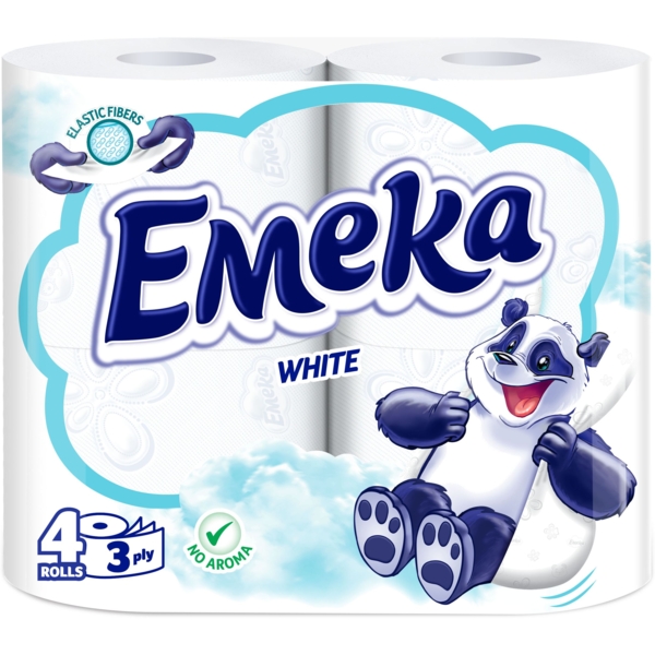 Трехслойная туалетная бумага Emeka White, 4 рулона (75423) - Pampik