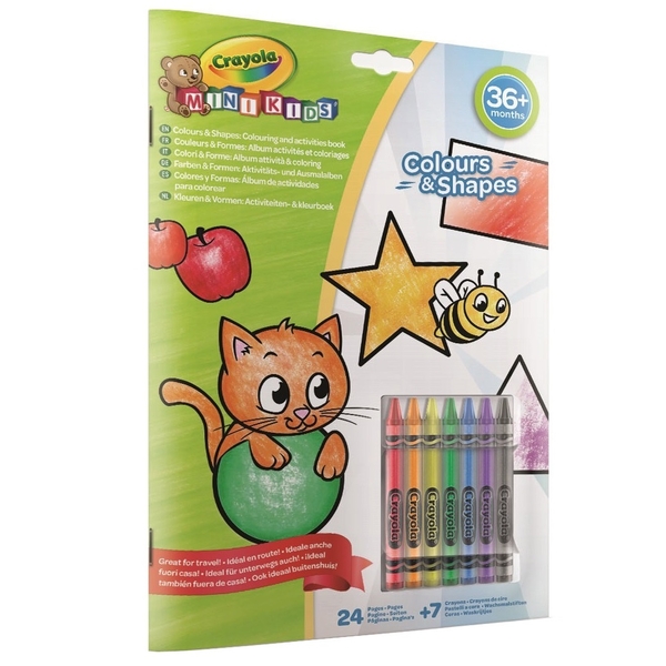 Розмальовка Crayola Mini Kids Кольори та форми, з крейдою, 24 сторінки (25-2727) - Pampik
