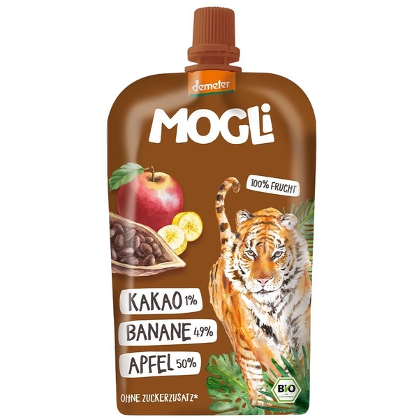 Фруктовое пюре Mogli Банан, яблоко и какао, 120 г - Pampik