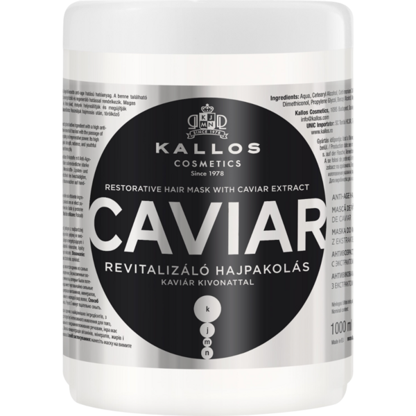 Маска для волос Kallos Cosmetics Caviar тонизирующая с экстрактом черной икры, 1 л - Pampik