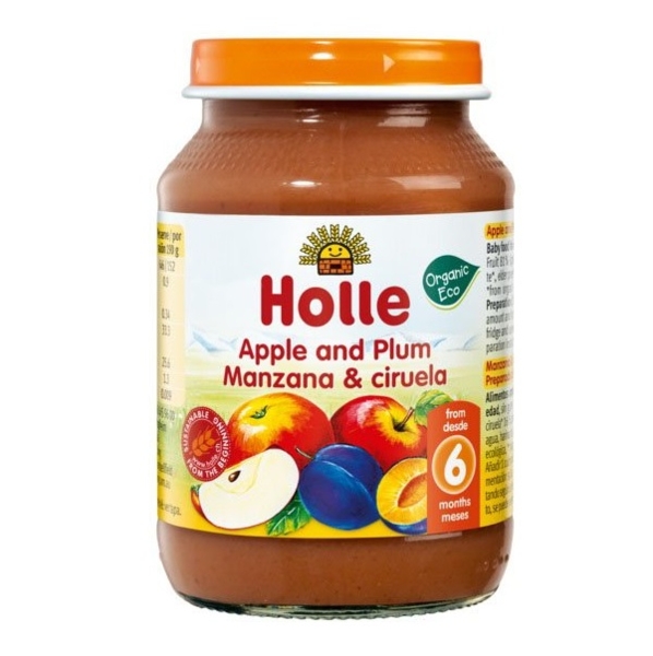 Пюре Holle Яблоко и слива, органическое, 190 г - Pampik