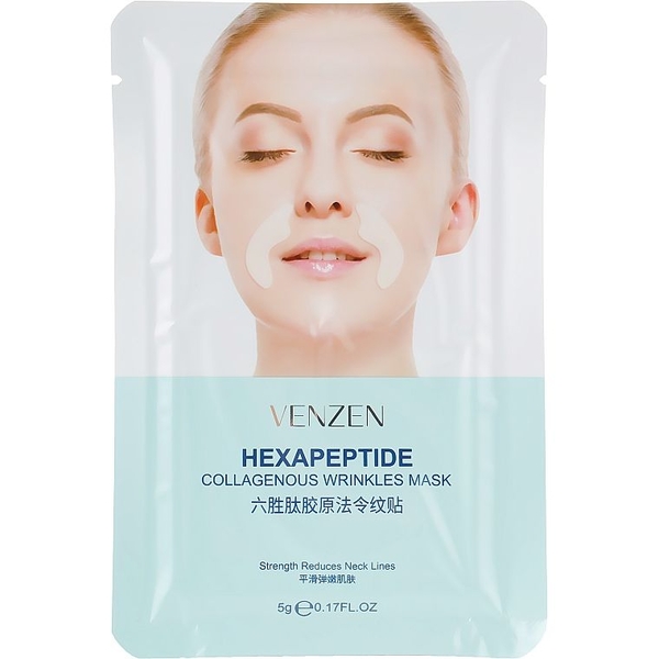 Патчи для носогубной зоны Venzen Hexapeptide Collagenous Wrinkles Mask 5 г - Pampik