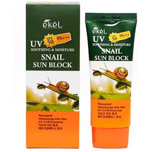 Солнцезащитный крем Ekel UV Snail Ampule, с муцином улитки, 70 мл - Pampik