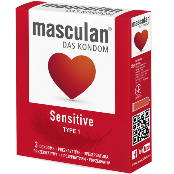 Презервативи Masculan Sensitive, Тип 1, ніжні, 3 шт. - Pampik