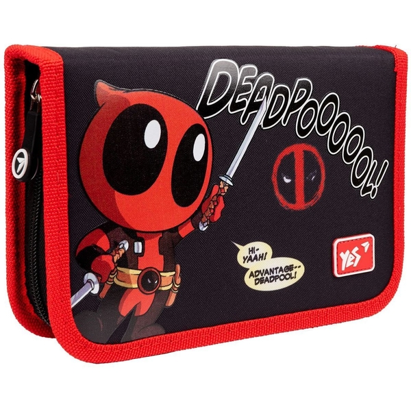 Пенал жесткий Yes HP-04 Marvel Deadpool, 13х21х4 см, черный с красным (533150) - Pampik