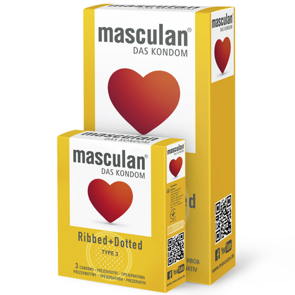 Презервативи Masculan Ribbed+Dotted, Тип 3, з кільцями та бульбашками, 3 шт. - Pampik - 3
