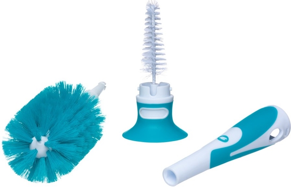 Щіточка 2 в 1 Bebe Confort Wide Neck Bottle Brush та Teat Brush, для миття пляшечки та соски, блакитна (3102201830) - Pampik - 2