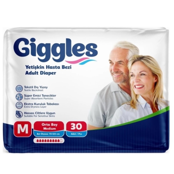 Підгузки для дорослих Giggles Medium, 70-120 см, 30 шт. - Pampik