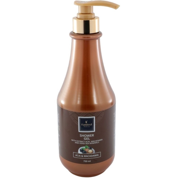 Гель для душу Famirel Асаї-Макадамія з мінералами Мертвого моря, 750 мл - Pampik