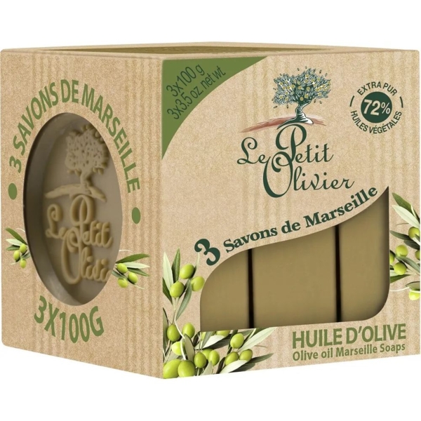 Марсельське мило Le Petit Olivier 100% оливкова олія 3x100 gr (3549620005851) - Pampik