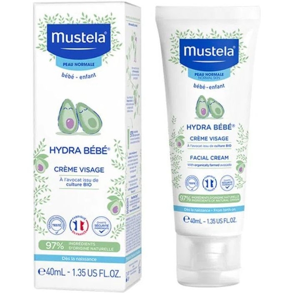Дитячий зволожуючий крем для обличчя Mustela Hydra Bebé Crema Facial 40 мл - Pampik