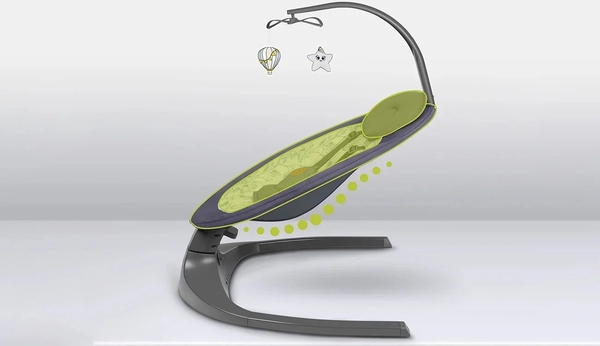 Шезлонг-гойдалка Lionelo Ralf Grey White з ігровою дугою, сіро-білий - Pampik - 9