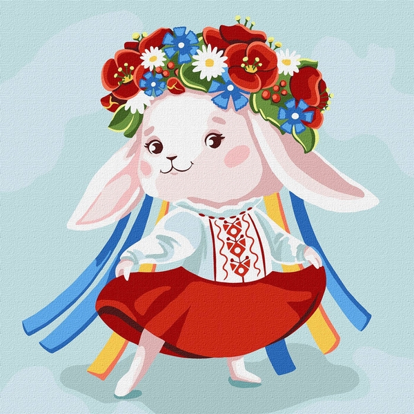 Набор для росписи по номерам Ідейка Зайка - украиночка, 30х30 см (KHO2401) - Pampik