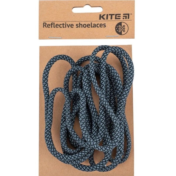 Шнурки для взуття Kite світловідбивні, 1.2 м, 1 пара, чорні - Pampik