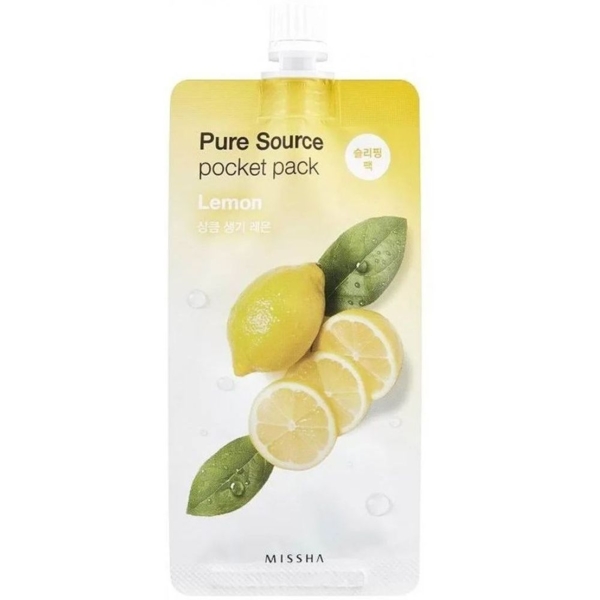 Ночная маска для лица с лимоном Missha Pure Source Pocket Pack Lemon, 10 мл - Pampik