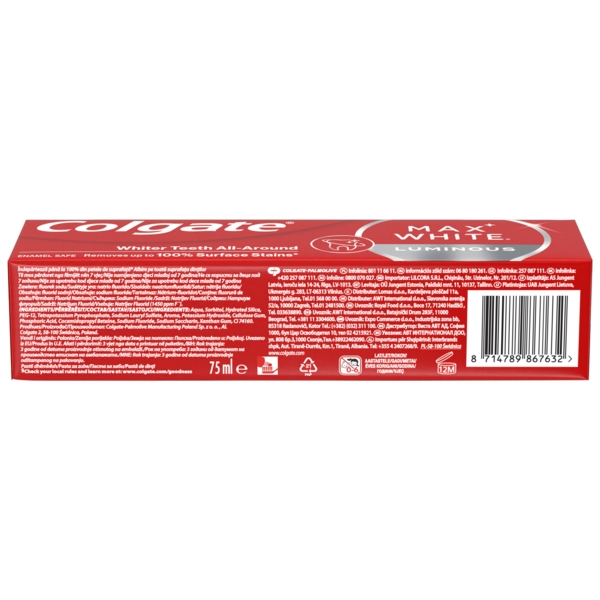 Зубна паста Colgate Max White Luminous відбілююча, безпечна для емалі, 75 мл - Pampik - 2
