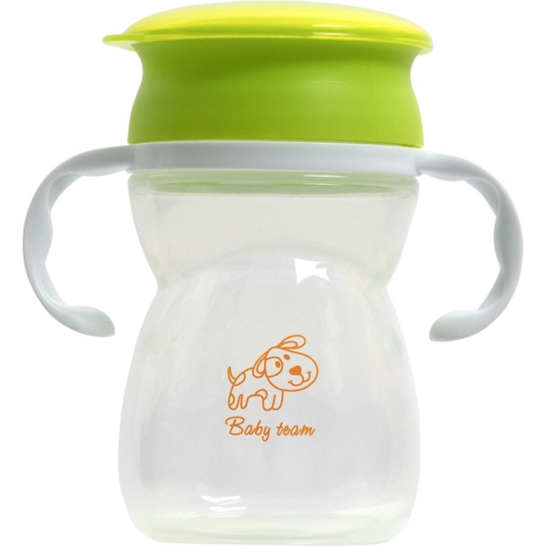 Поїльник-непроливайка Baby Team 360°, з ручками, зелений, 300 мл - Pampik