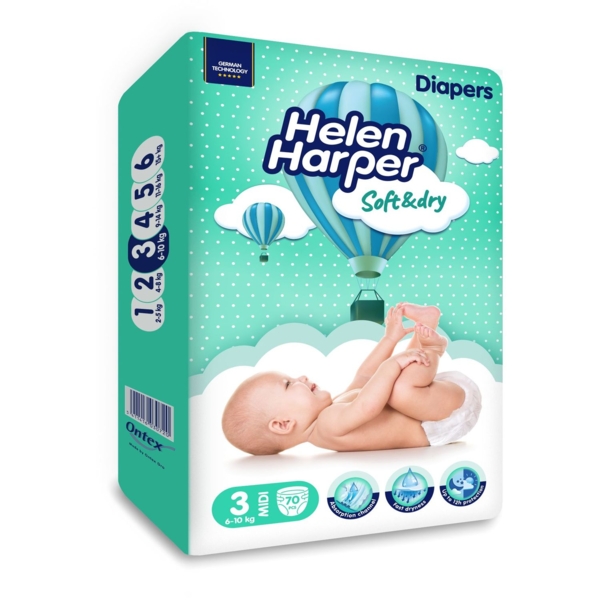 Підгузки на липучках Helen Harper Soft&Dry New 3 (6-10 кг), 70 шт. - Pampik - 2