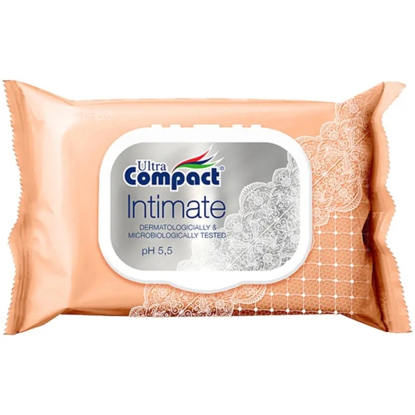 Вологі серветки для інтимної гігієни Ultra Compact Intimate, із клапаном, 25 шт. - Pampik