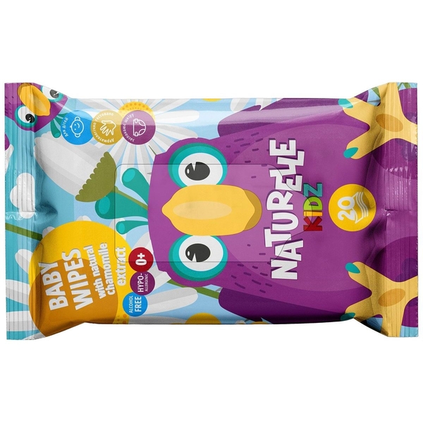 Дитячі вологі серветки Naturelle kidz, ромашка, 20 шт. - Pampik