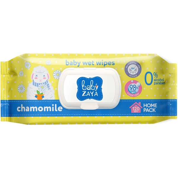 Влажные салфетки Baby Zaya, ромашка, 120 шт. - Pampik
