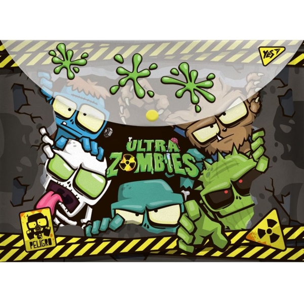 Папка-конверт Yes Zombie, A4, с кнопкой (491780) - Pampik