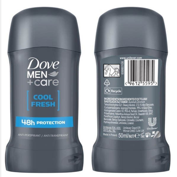 Антиперспірант Dove Men+Care Прохолодна свіжість, стік, 50 мл - Pampik