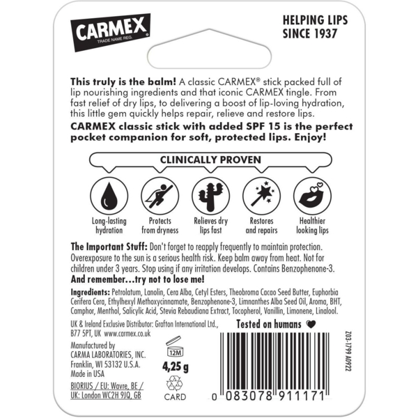 Бальзам для губ у стіку Carmex Класичний, 4.25 г - Pampik - 3