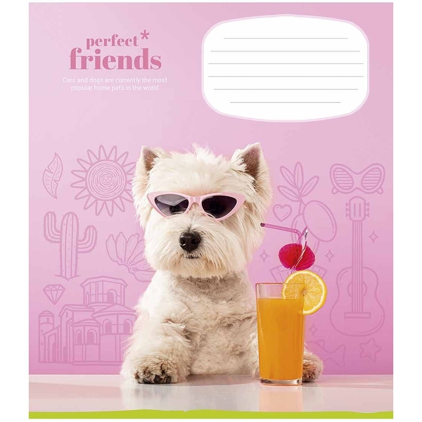 Зошит учнівський Школярик Perfect friends, в клітинку, 18 аркушів, ВД-лак, 25 шт. (018-3250K) - Pampik