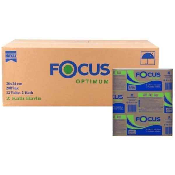 Бумажные полотенца Focus Optimum 200 листов двухслойные, 12 шт. - Pampik