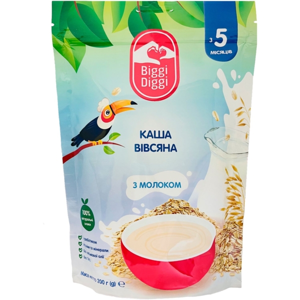 Молочна каша Biggi Diggi Вівсяна, 200 г - Pampik
