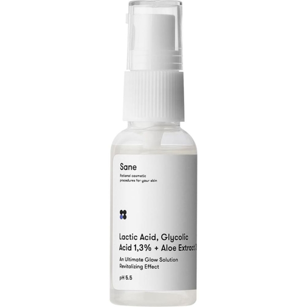 Сироватка для обличчя Sane Lactic Acid, Glycolic Acid 1.3% + Aloe Extract, 30 мл - Pampik