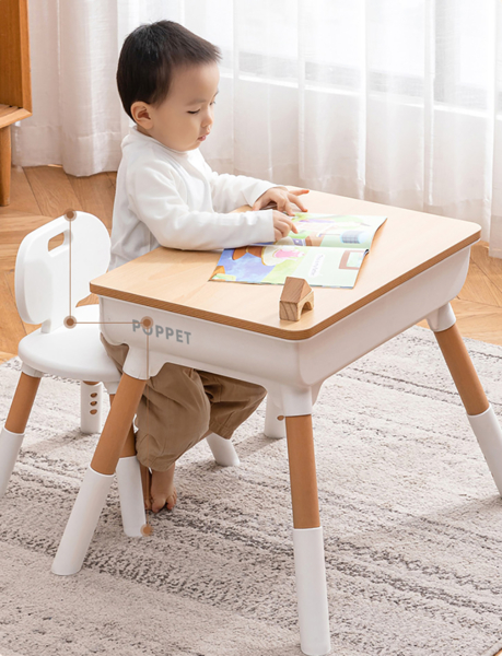 Комплект Poppet Столик Мультивуд 3 в 1 + Стілець + Подушка на стілець + Набір фломастерів (PP-010-G) - Pampik - 10